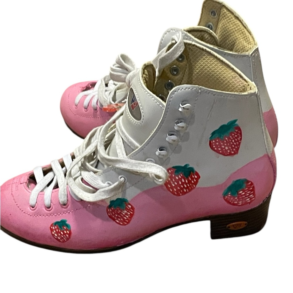 Riedell 111 Angel Indoor Roller Skates Custom Painted- Strawberries Sz.8